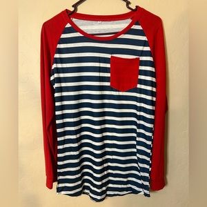long sleeve casual top; Fourth of July